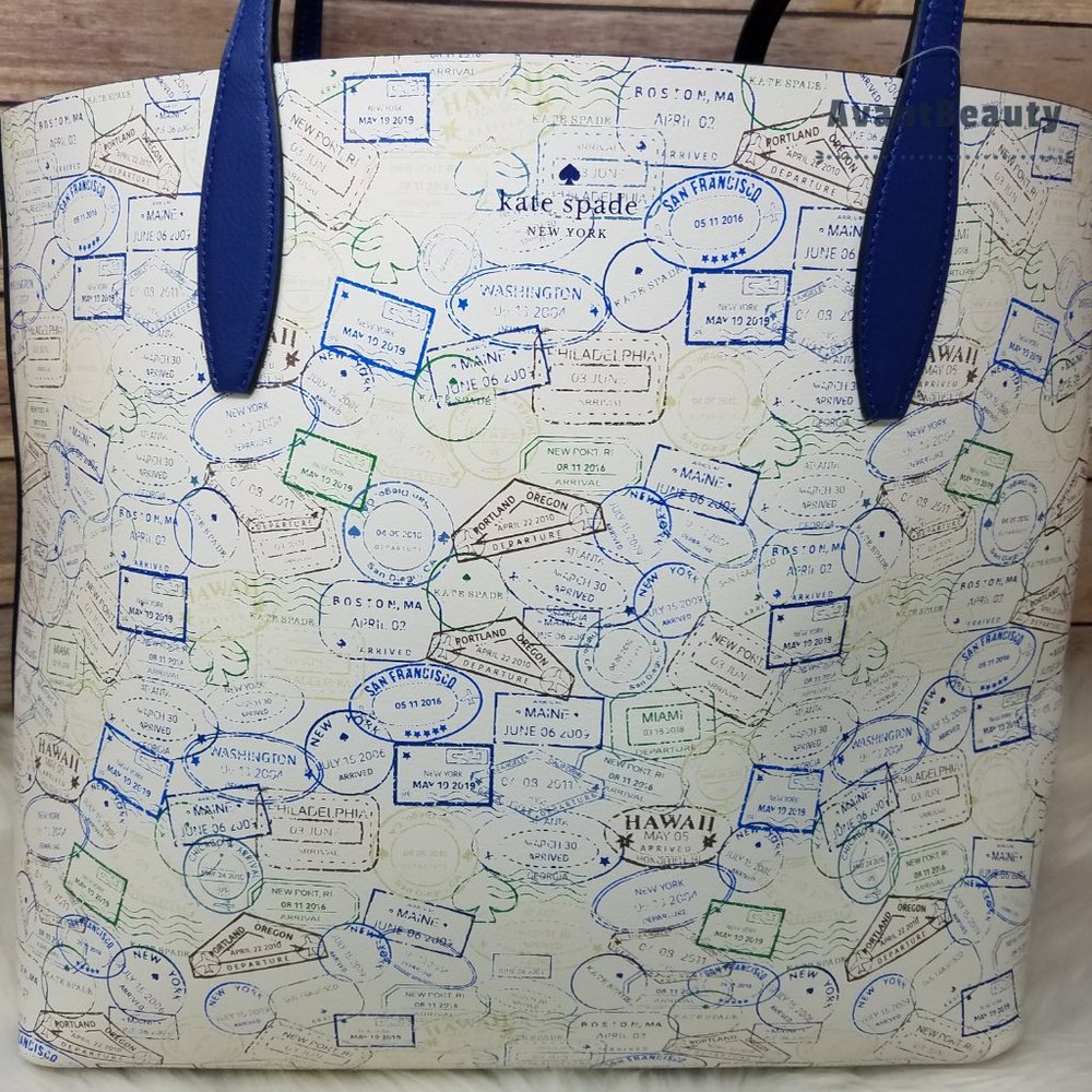 Kate Spade Large Reversible Tote Off The Grid Blue - Picture 15 of 16